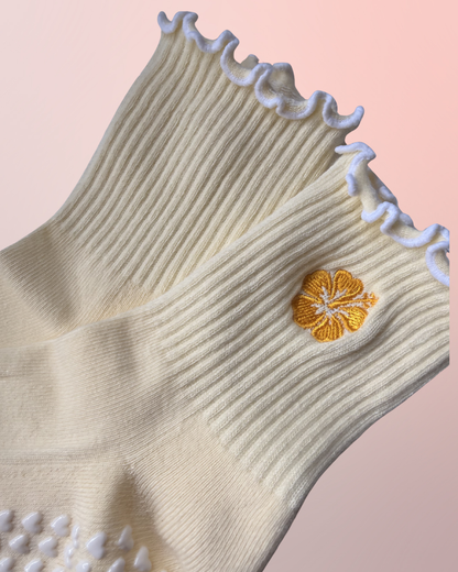 Yellow Hibiscus Grip Sock