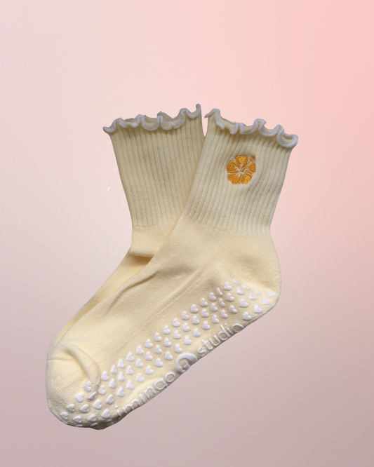 Yellow Hibiscus Grip Sock