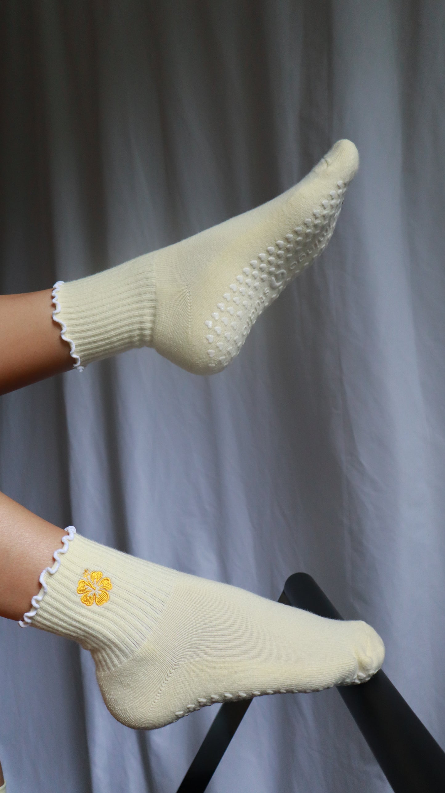 Yellow Hibiscus Grip Sock