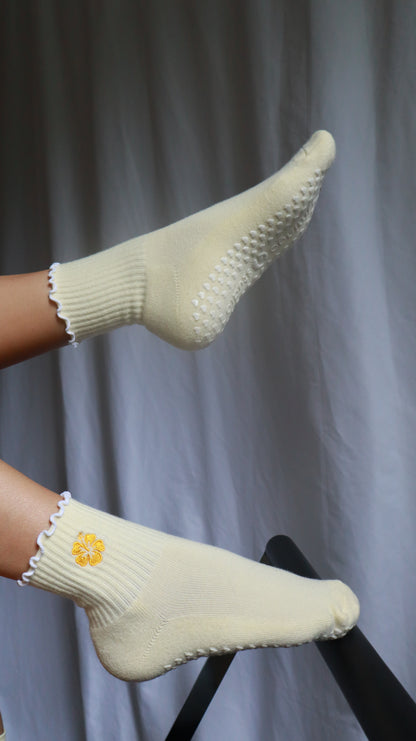 Yellow Hibiscus Grip Sock